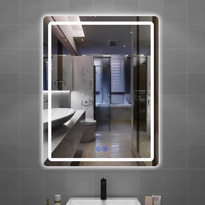 El espejo Frameless rectangular de encargo Smart del cuarto de baño hizo excursionismo la pared del LED